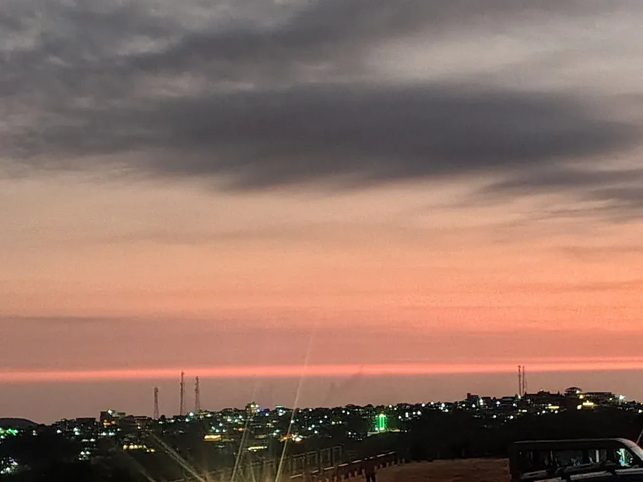 Dusk over the town lights